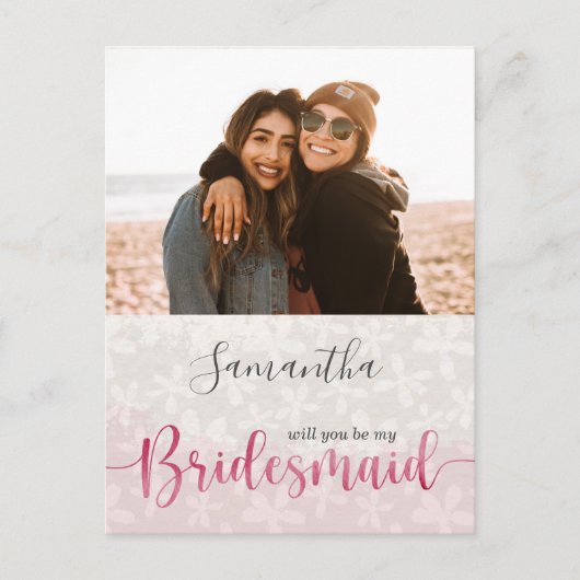 Floral Blush Roze Waterverf Uitnodiging Briefkaart (Voorkant)