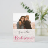 Floral Blush Roze Waterverf Uitnodiging Briefkaart (Staand voorkant)