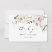 Floral Blush Roze Witte Pioen Romantisch Dank u Bedankkaart (Voorkant)