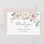 Floral Blush Roze Witte Pioen Romantisch Dank u Bedankkaart (Voorkant / Achterkant)