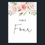 Floral blush rozen trouwlijstnummer kaart<br><div class="desc">Bloemblush rozen Trouwtafel vier nummer. Overeenkomende objecten beschikbaar.</div>