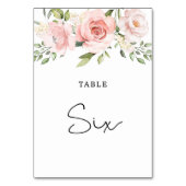 Floral blush rozen trouwlijstnummer kaart (Voorkant)