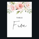 Floral blush rozen trouwlijstnummer kaart<br><div class="desc">Bloemblush rozen Trouwtafel Vijf Nummer. Overeenkomende objecten beschikbaar.</div>