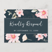  Floral Blush RSVP Trendy Script Maaltijd Keuze Uitnodiging Briefkaart (Voorkant)