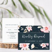 Floral Blush RSVP Trendy Script Maaltijd Keuze Uitnodiging Briefkaart
