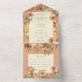  Floral Blush Rust alles in één uitnodiging (Binnen)