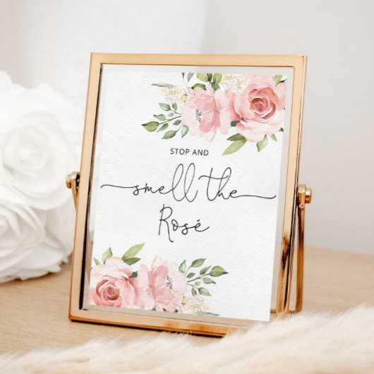 Floral blush Stop en ruik het roos Poster