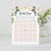 Floral Blush Vrijgezellenfeest Bingo Game Card Kaart (Staand voorkant)
