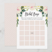 Floral Blush Vrijgezellenfeest Bingo Game Card Kaart (Voorkant / Achterkant)