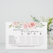 Floral blush vrijgezellenfeest scattergories game (Staand voorkant)