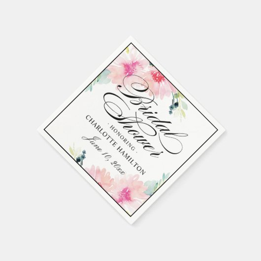 Floral Blush Waterverf Bruiloft Vrijgezellenfeest Servet (Hoek)