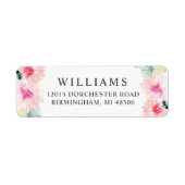 Floral Blush Waterverf Return Address Etiket (Voorkant)