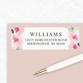 Floral Blush Waterverf Return Address Etiket