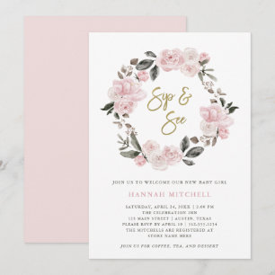 Floral   Blush Waterverf Sip en See Kaart