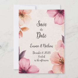 Floral Blush Wedding Invitation Kaart