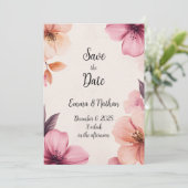 Floral Blush Wedding Invitation Kaart (Staand voorkant)