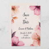 Floral Blush Wedding Invitation Kaart (Voorkant / Achterkant)