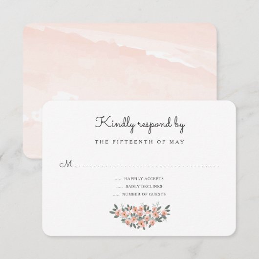 Floral Blush Wedding Suite Reactie RSVP (Voorkant / Achterkant)