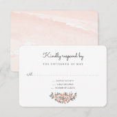 Floral Blush Wedding Suite Reactie RSVP Kaartje (Voorkant / Achterkant)