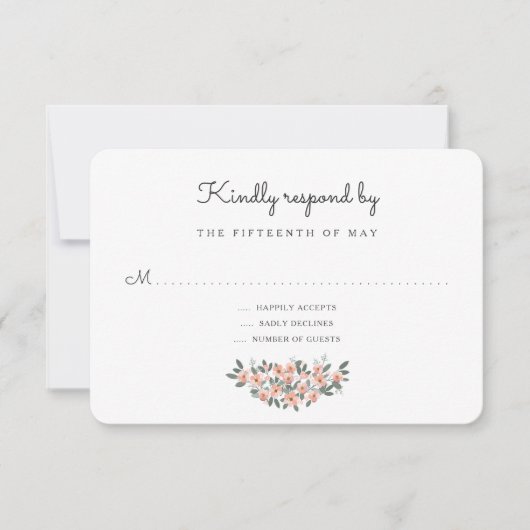 Floral Blush Wedding Suite Reactie RSVP Kaartje (Voorkant)