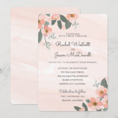 Floral Blush Wedding Suite | Waterverf Wassen Kaart (Voorkant / Achterkant)
