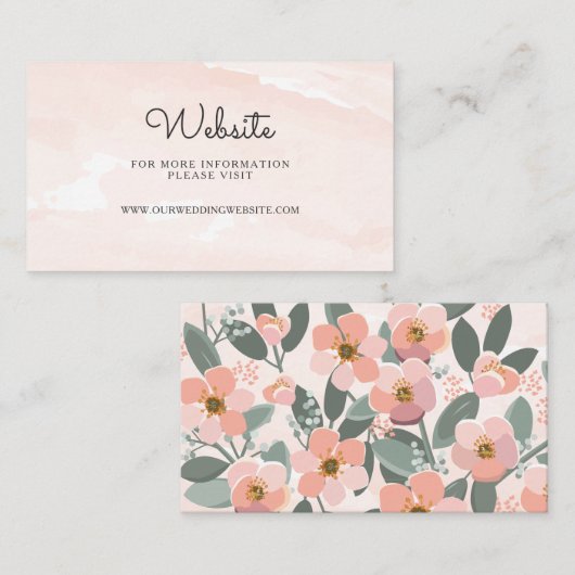 Floral Blush Wedding Website Invoegen Kaart (Voorkant / Achterkant)