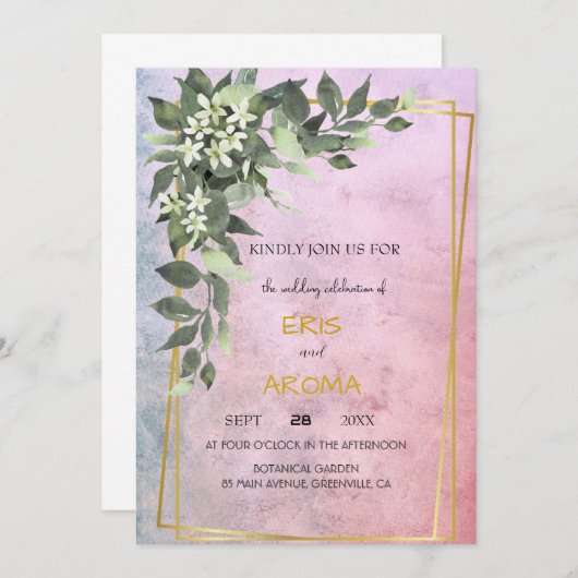 Floral Blush White Peony Lijst Elegante roze verf Kaart (Voorkant / Achterkant)