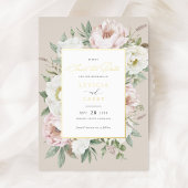 Floral Blush White Peony Roos Folie Save the Date Folie Uitnodiging