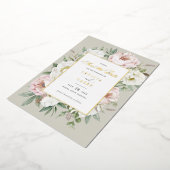 Floral Blush White Peony Roos Folie Save the Date Folie Uitnodiging (Gedraaid)