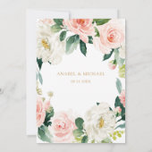 Floral Blush White Romantic Greenery Wedding Kaart (Achterkant)