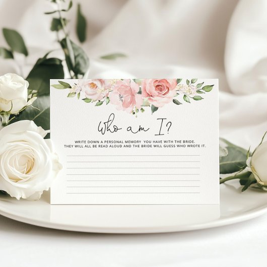 Floral blush Wie ben ik vrijgezellenfeest game