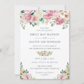 Floral Blush Yellow Greenery Eucalyptus Elegant Kaart (Voorkant)