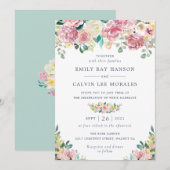 Floral Blush Yellow Greenery Eucalyptus Elegant Kaart (Voorkant / Achterkant)