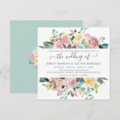 Floral Blush Yellow Waterverf Elegant Wedding Kaart (Voorkant / Achterkant)