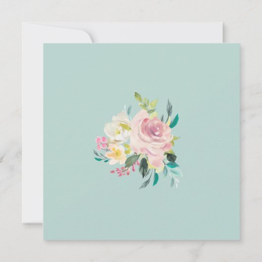 Floral Blush Yellow Waterverf Elegant Wedding Kaart (Achterkant)