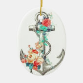 Floral Boat Anchor Keramisch Ornament (Voorkant)