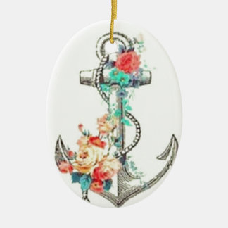 Floral Boat Anchor Keramisch Ornament