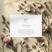 Floral boeket minimalistische bruiloft behuizing k informatiekaartje