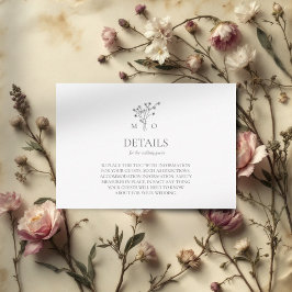 Floral boeket minimalistische bruiloft behuizing k informatiekaartje