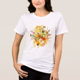 Floral boeket ontwerp: tuin geel sinaasappel Tri-Blend shirt