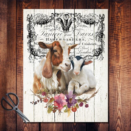 Floral Boer Goats Tissuepapier