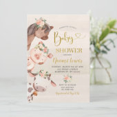 Floral Boerderij Girl Baby shower Kaart (Staand voorkant)