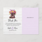 Floral Boerderij laarzen rustieke bruiloft dank u  Briefkaart (Voorkant)