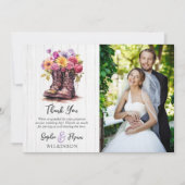 Floral Boerderij laarzen rustieke bruiloft dank u Kaart (Voorkant)