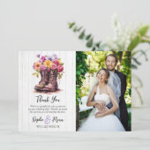 Floral Boerderij laarzen rustieke bruiloft dank u Kaart (Staand voorkant)