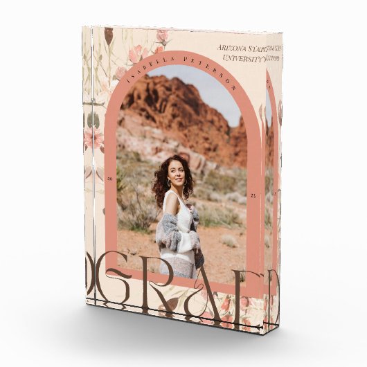 Floral Bohemian Arch Lijst Afstuderen Fotoblokken (Rechts)