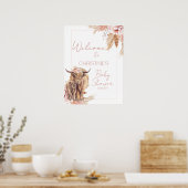 Floral Bohemian Koe Calf Baby shower Welkomstteken Poster (Keuken)
