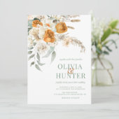 Floral Bohemian Modern Sage Green Wedding Kaart (Staand voorkant)