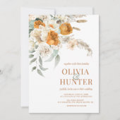 Floral Bohemian Modern Terracotta Wedding Kaart (Voorkant)