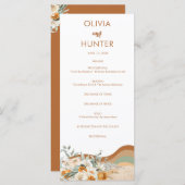 Floral Bohemian Modern Terracotta Wedding Programm Menu (Voorkant / Achterkant)